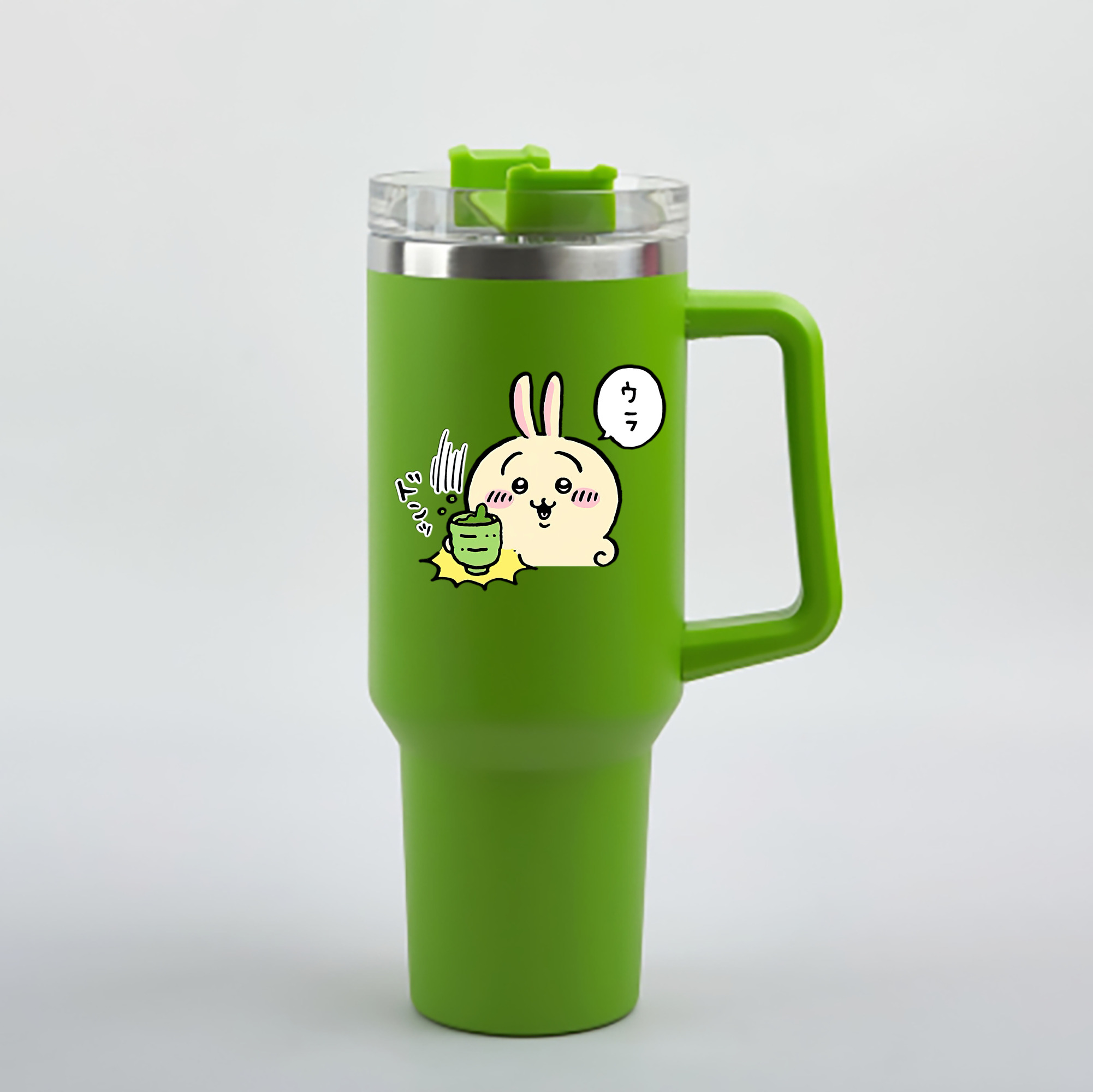 （画像用） ちいかわ うさぎ Chii-kawa usagi 1200mL車用タンブラー - クリスタルステッカー（プラスチックストロー付き）